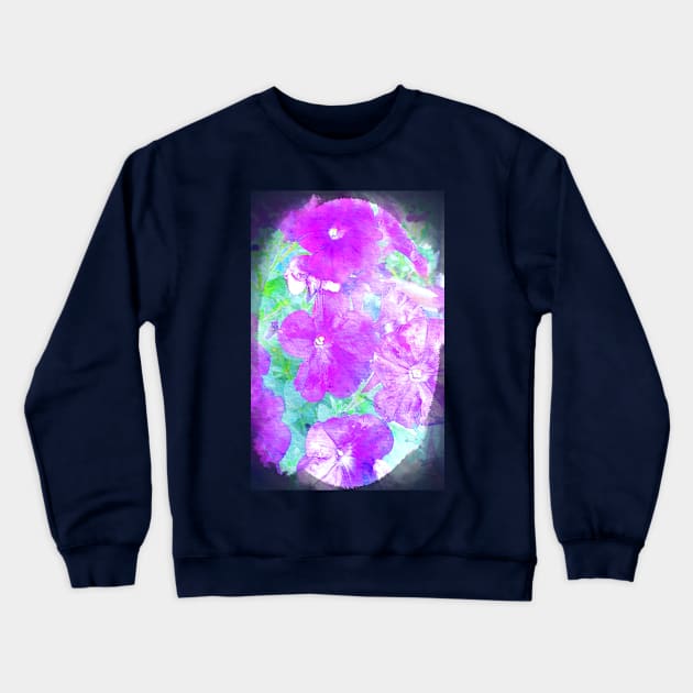 Watercolor Petunias Crewneck Sweatshirt by RoxanneG